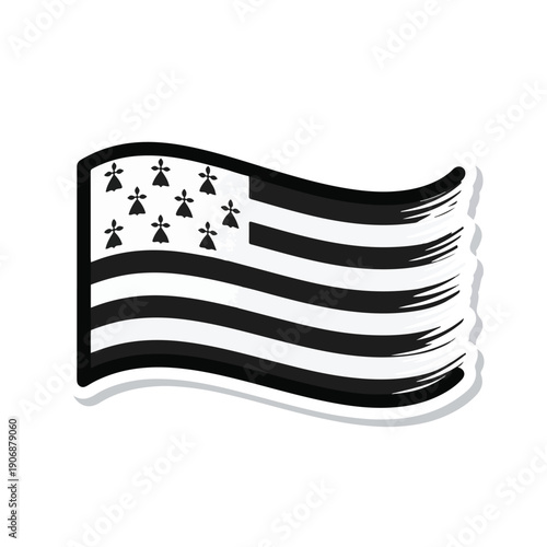 Illustration of a waving pirate flag with chess pieces and a rebellious theme, presented in a dynamic and artistic style