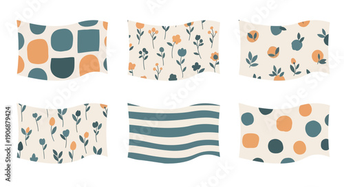 Collection of assorted fabric swatches with various patterns and designs.