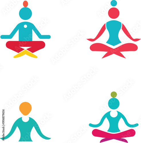 Abstract Figures in Meditation Poses four stylized