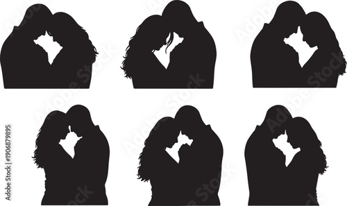 Black Solid Prayer Faith Spiritual Hugs Set of Six on White Background