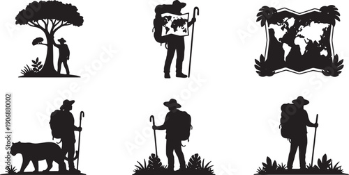 Conceptual and Abstract Jungle Explorer Silhouettes Set