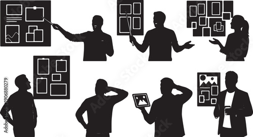 Black Solid Creative Director Silhouettes Set of Six on White Background