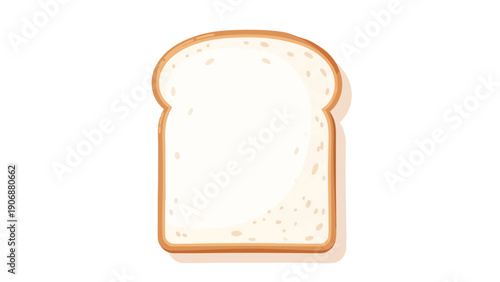 A simple and appetizing illustration of a single white bread slice featuring a beautifully golden crust perfect for breakfast designs and wholesome