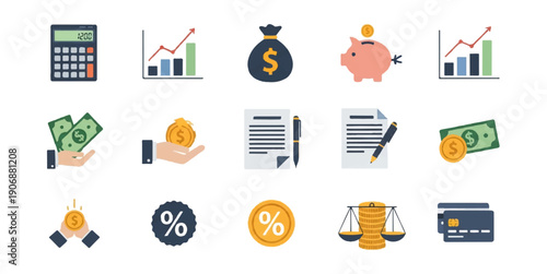 Financial icons set vector illustration for business concepts and marketing