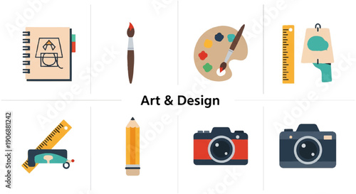Artistic tools and supplies set against a black background