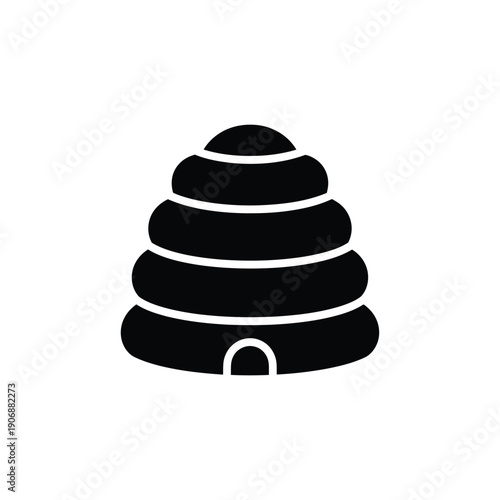 Layered beehive dome shape icon for apiary and honey production symbol representing traditional bee home structure