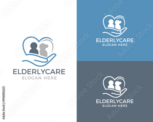 elderly care logo design vector illustration