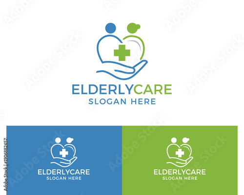 elderly care logo design vector illustration