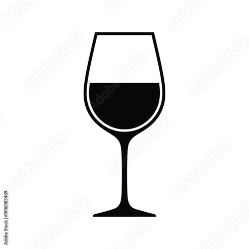 Red wine glass icon showing beverage fill level for winery branding restaurant menu or alcohol tasting event promotion