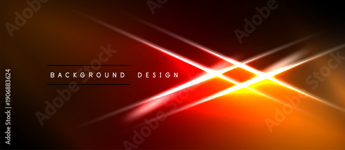 Abstract background design features vibrant orange, red light streaks. Diagonal lines create dynamic visual effect. Dark areas frame bright center.