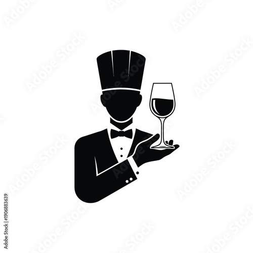 Sommelier with wine glass icon vector illustration