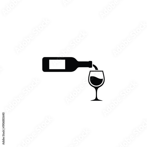 Pouring wine from bottle into glass icon vector illustration
