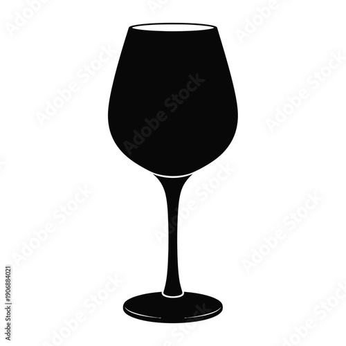 Elegant wine glass silhouette, empty and full of red wine, isolated vector illustration