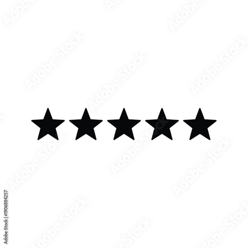 Five stars rating symbol representing top quality excellence and premium standard evaluation in solid black vector style