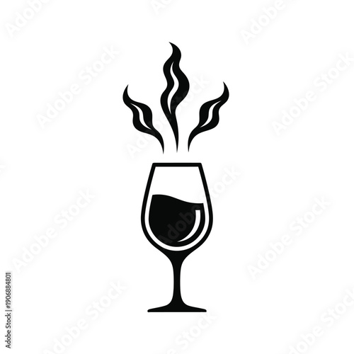 A glass of wine emitting aromatic fumes or steam, representing sensory experience of wine tasting