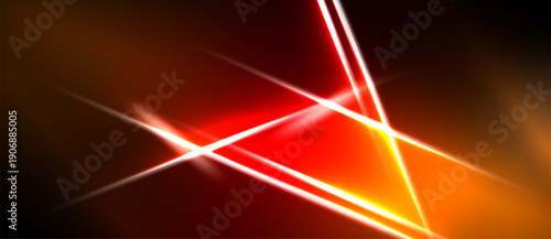 Abstract lines intersect, creating vibrant orange, red glow. Dark background emphasizes bright energy, dynamic composition.