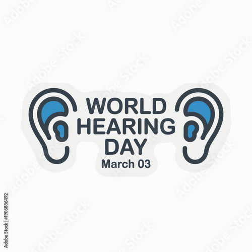 World Hearing Day Awareness Blue Ears Logo
