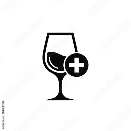 Add drink icon. beverage plus symbol. vector illustration for ordering, menu options, and drink customization