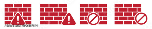 Brick wall warning  forbidden icon illustration