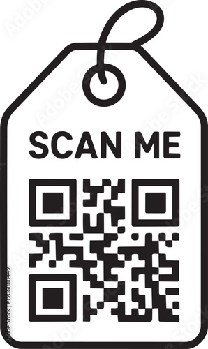 Rectangular button design with scan me text on the left and qr code on the right side