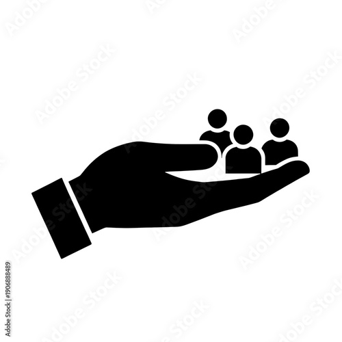 Hand Holding Group Of People Icon