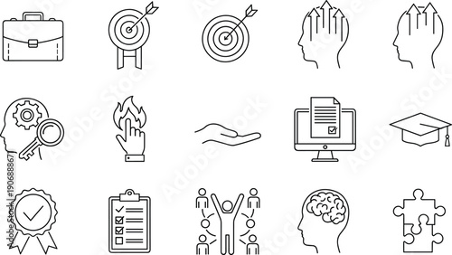 Comprehensive Icon Collection Featuring Event Celebrations, Global Navigation Map Pins, Supply Chain Logistics, Human Resources Leadership, and Industrial Business Processes.