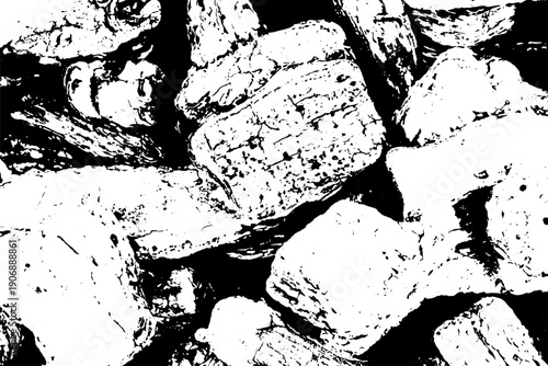 Grunge black and white rock wall textured background (Vector). Use for decoration, aging or old layer