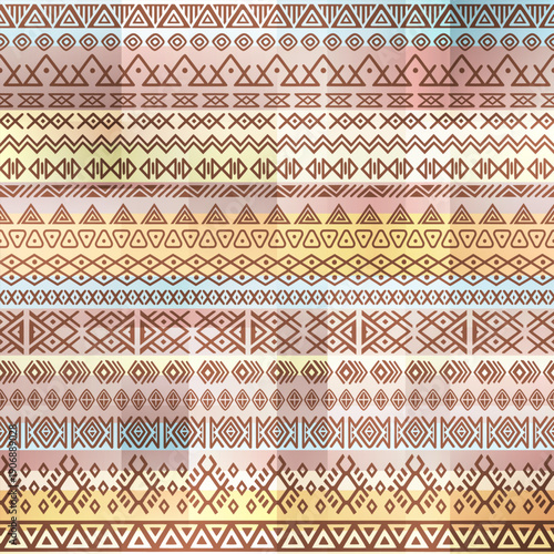 Seamless ethnic pattern, hand-drawn ethnic geometric elements, tribal pattern African or Indian vector design
