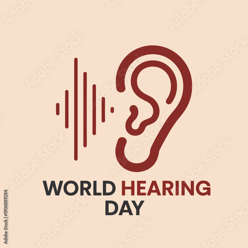 World Hearing Day Ear Icon with Sound Waves