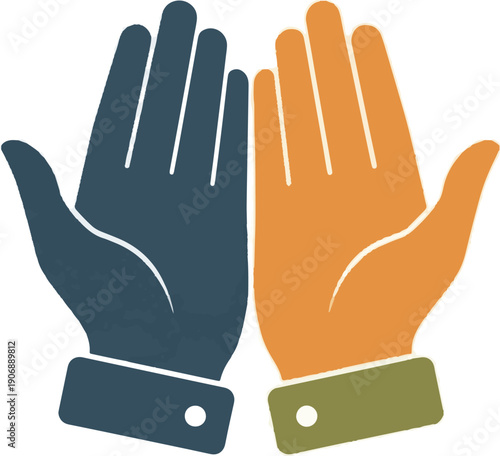 Vector illustration of two open hands in a welcoming gesture, perfect for celebrating Ramadhan Kareem, symbolizing peace, prayer, and blessings