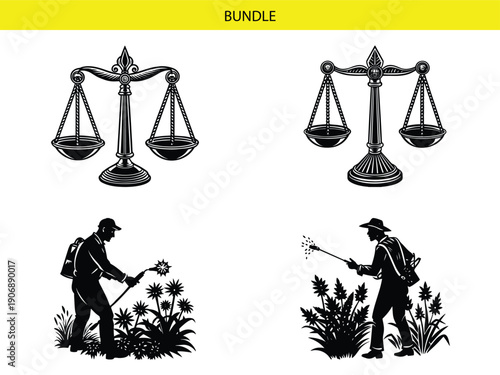 Wallpaper Mural Justice and agriculture silhouettes with scales Torontodigital.ca