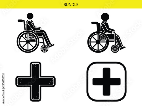 Wallpaper Mural Accessibility symbols: wheelchair user and medical plus sign Torontodigital.ca
