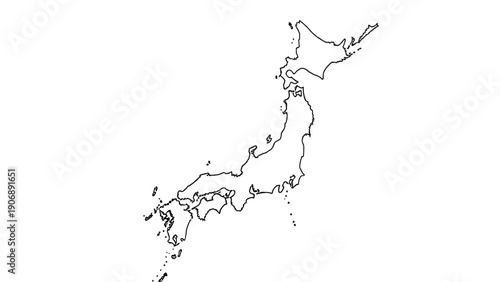 Outline map of japan with clear borders and geographic landmarks