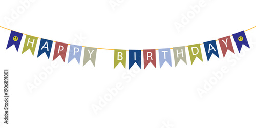 Happy Birthday Banner. Design template for birthday celebration Birthday party flags.

