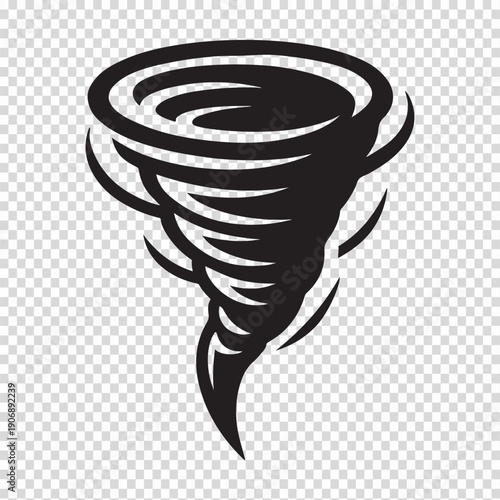 Dramatic black tornado graphic on transparent background