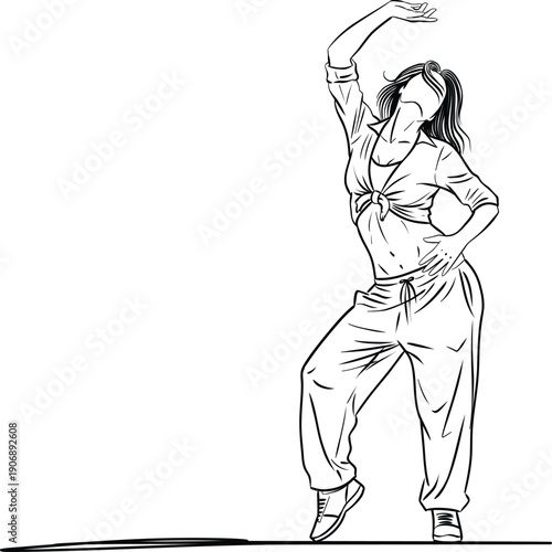 Expressive Female Dancer in Stylish Standing Pose