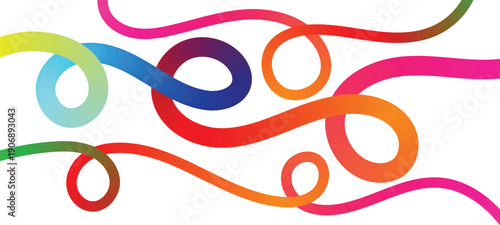 Colorful Gradient Looping Ribbon Lines with Smooth Wavy Curves for Modern Abstract Background and Creative Design Vector