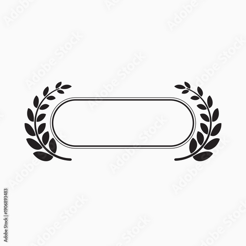 Editable Horizontal Laurel Badge Vector Template for Certification Labels and Brand Emblems
