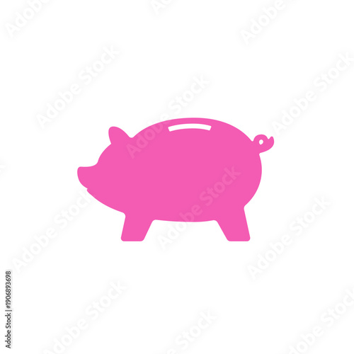 Bright pink piggy bank icon on white background.
