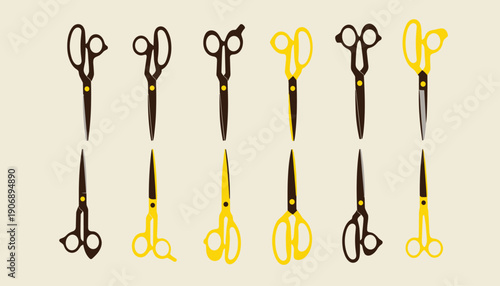 Precision Cutting Instrument Vector Silhouettes for Tailoring and Barbering