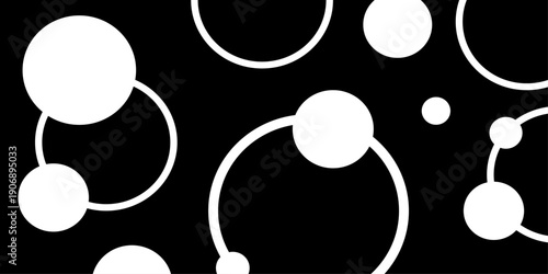 abstract geometric Black and white art, featuring a pattern of overlapping and intersecting circles