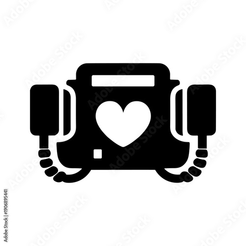 Defibrillator icon. Vector illustration for emergency cardiac care and hospital