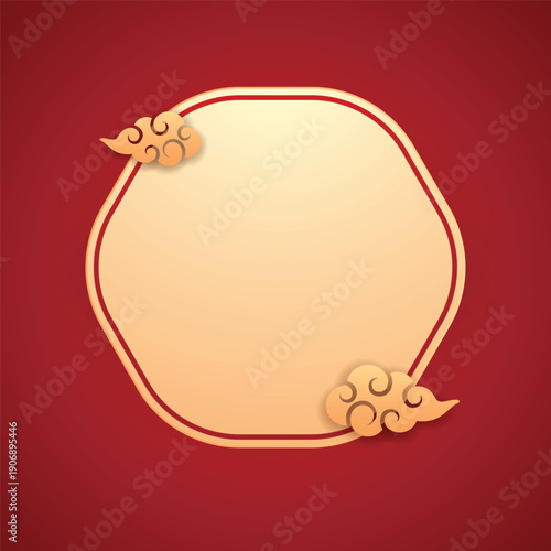 Happy Chinese new year 2026. Chinese new year banner for show product. Greeting card. China frame with lantern on red background.