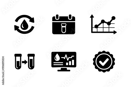 Lab diagnostics and blood analysis schedule icons vector illustration