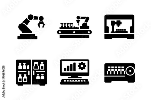 Automation and Robotics in Laboratory Research - Vector Illustration