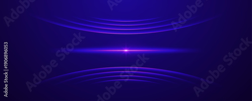 Abstract purple lens flare with glowing curved light streaks