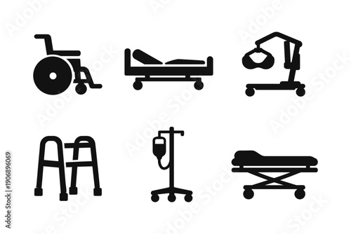 Healthcare Equipment for Patient Mobility and Care - Vector Illustration