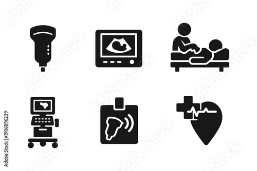 Ultrasound, pregnancy monitoring, healthcare diagnostics, baby scan, vector illustration