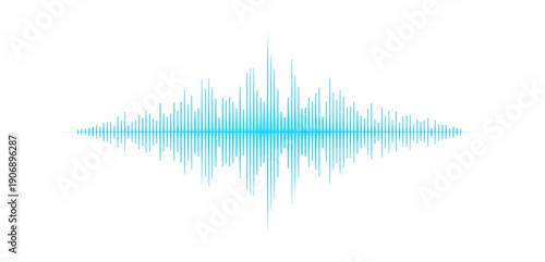Cuadro en lienzo Horizontal blue sound waves and digital audio frequency spectrum with glowing ne