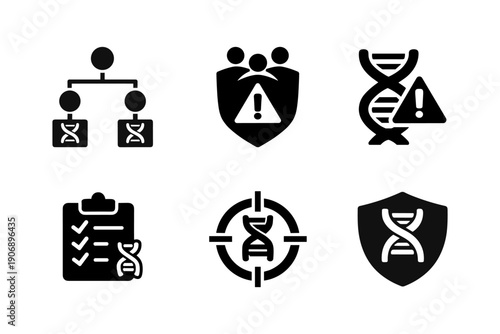 Genetic health risks, family genetic history, DNA screening, bioinformatics, vector illustration
